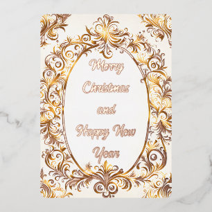 Tarjeta Festiva Con Relieve Metalizado ¡Feliz Navidad y feliz año nuevo!