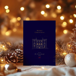 Tarjeta Festiva Con Relieve Metalizado Feliz navidad y Moda estilo oro