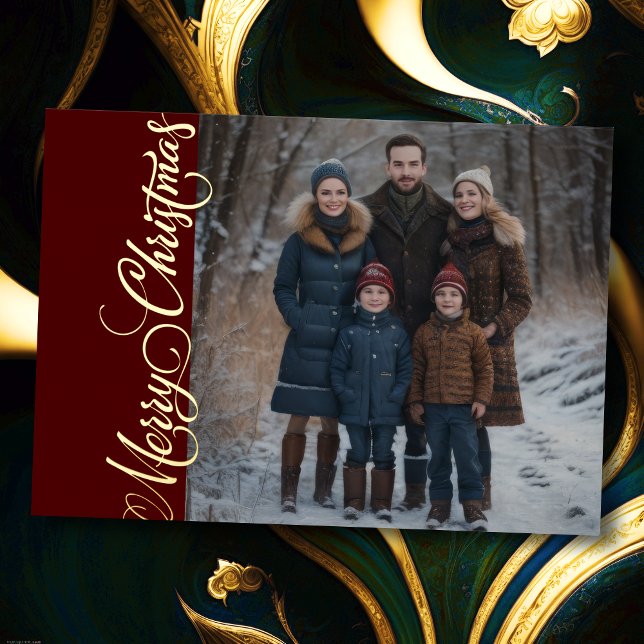 Tarjeta Festiva Con Relieve Metalizado Feliz Navidad y tu foto (Subido por el creador)
