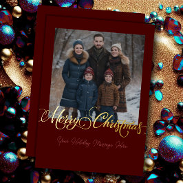 Tarjeta Festiva Con Relieve Metalizado Feliz Navidad y tu foto