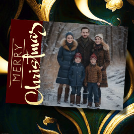 Tarjeta Festiva Con Relieve Metalizado Feliz Navidad y tu foto