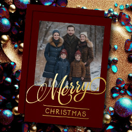 Tarjeta Festiva Con Relieve Metalizado Feliz Navidad y tu foto