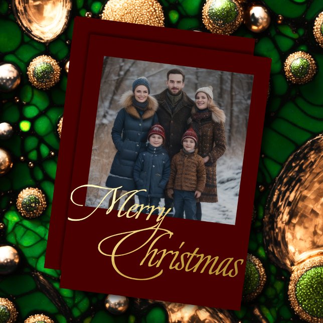 Tarjeta Festiva Con Relieve Metalizado Feliz Navidad y tu foto (Subido por el creador)