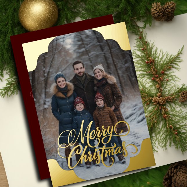 Tarjeta Festiva Con Relieve Metalizado Feliz Navidad y tu foto (Subido por el creador)