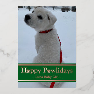 Tarjeta Festiva Con Relieve Metalizado Feliz Pawlidays
