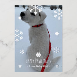 Tarjeta Festiva Con Relieve Metalizado Feliz Pawlidays
