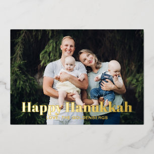Tarjeta Festiva Con Relieve Metalizado Feliz personalizado de tipografía moderna de Hanuk