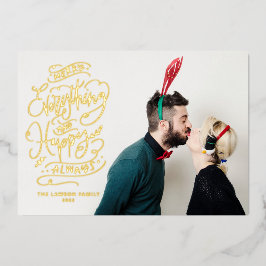 Tarjeta Festiva Con Relieve Metalizado Feliz todo y siempre feliz foto