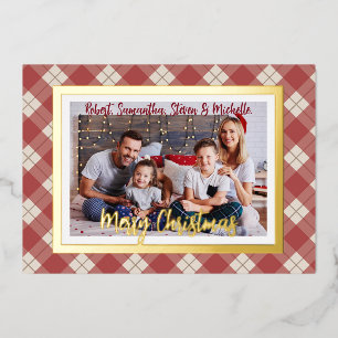 Tarjeta Festiva Con Relieve Metalizado Feria navidad de la familia de guiones de oro foto