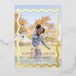 Tarjeta Festiva Con Relieve Metalizado Feriados del marco ondulado retro Foto completa