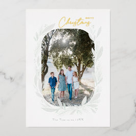 Tarjeta Festiva Con Relieve Metalizado Ferry Christmas Boho Watercolor Frame Light