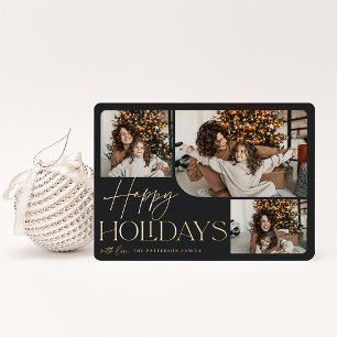 Tarjeta Festiva Con Relieve Metalizado Festive Greeting   Happy Holidays 3 Photo