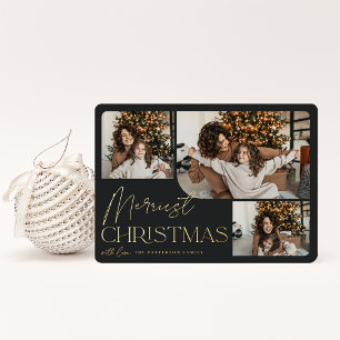 Tarjeta Festiva Con Relieve Metalizado Festive Greeting   Merriest Christmas 3 Photo