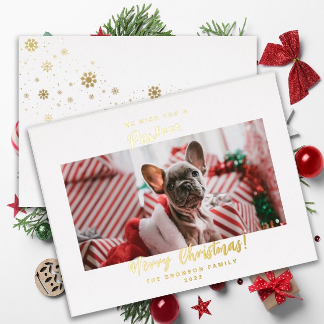 Tarjeta Festiva Con Relieve Metalizado Festive Pet Photo Merry Christmas (Subido por el creador)