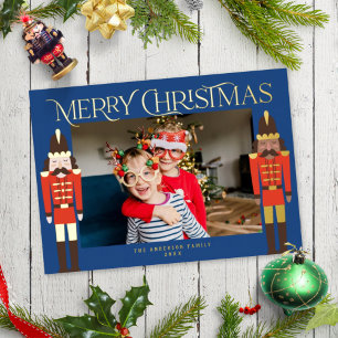 Tarjeta Festiva Con Relieve Metalizado Festividades de los Navidades de Nutcrackers fotog