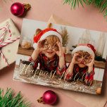 Tarjeta Festiva Con Relieve Metalizado Festividades más felices" Personalizado Navidades<br><div class="desc">Estas hermosas tarjetas de felicitación de vacaciones son totalmente de personalizable. Agregue su propia foto y mensaje y cambie el esquema de color haciendo clic en el botón PERSONALIZAR IT!.</div>