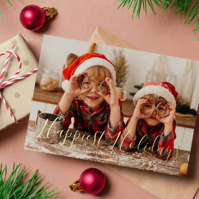 Tarjeta Festiva Con Relieve Metalizado Festividades más felices" Personalizado Navidades  (Subido por el creador)