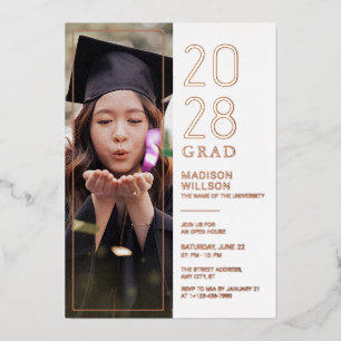 Tarjeta Festiva Con Relieve Metalizado Fiesta de Graduación Foto Personalizada