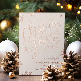 Tarjeta Festiva Con Relieve Metalizado Fiesta de Navidad con caligrafía manuscrita en Ros