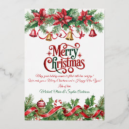 Tarjeta Festiva Con Relieve Metalizado Fiesta elegante de Navidad suave