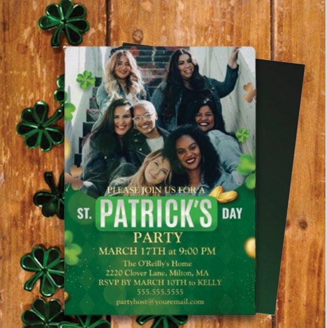 Tarjeta Festiva Con Relieve Metalizado Fiesta irlandés del Green Shamrock Vine (Subido por el creador)