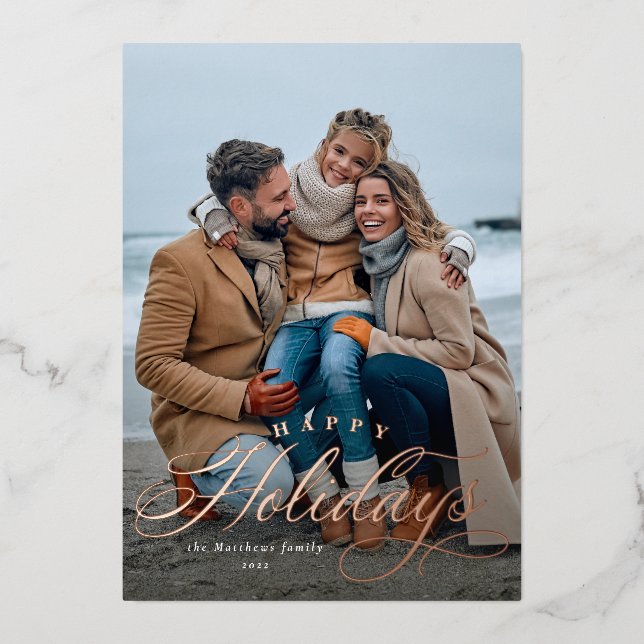 Tarjeta Festiva Con Relieve Metalizado Fiestas simples y elegantes fotos (Anverso)