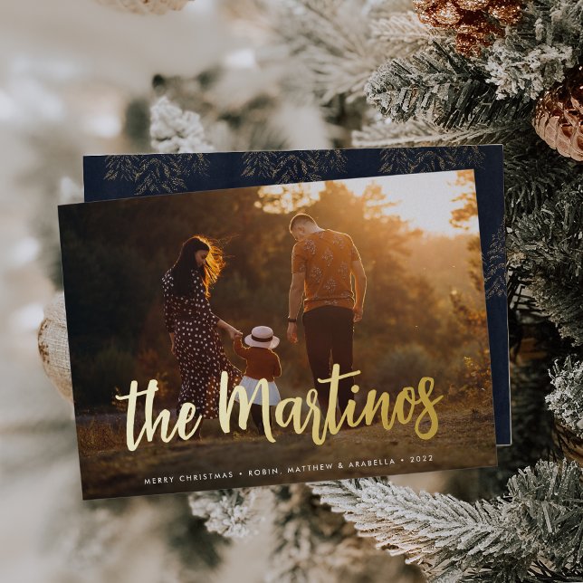 Tarjeta Festiva Con Relieve Metalizado Firma esquemática de Casual | Foto horizontal (Subido por el creador)