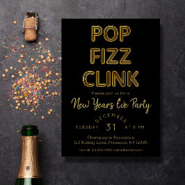 Tarjeta Festiva Con Relieve Metalizado Fizz pop moderno vincula al Fiesta de Nochevieja
