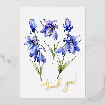 Flor azul: "¡Gracias!" Editable