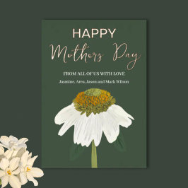 Tarjeta Festiva Con Relieve Metalizado Flor de Echinacea Feliz Día de la Madre Oro