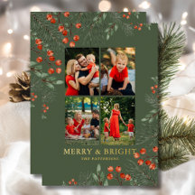 Floral de Collage de fotos de Navidades merry y br