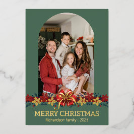 Tarjeta Festiva Con Relieve Metalizado Floral Sencillo y elegante foto de Navidades famil