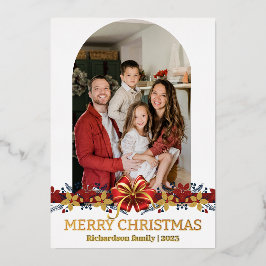 Tarjeta Festiva Con Relieve Metalizado Floral Sencillo y elegante foto de Navidades famil