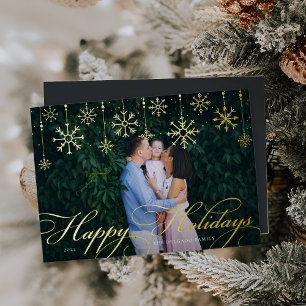 Tarjeta Festiva Con Relieve Metalizado Florecimiento clásico   Felices fiestas