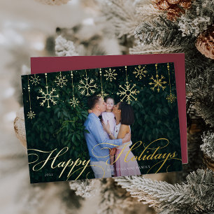 Tarjeta Festiva Con Relieve Metalizado Florecimiento clásico   Felices fiestas