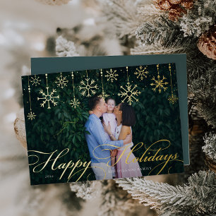 Tarjeta Festiva Con Relieve Metalizado Florecimiento clásico   Felices fiestas
