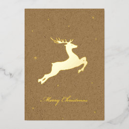 Tarjeta Festiva Con Relieve Metalizado Foil Deer Christmas Card