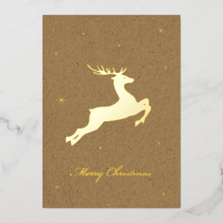 Tarjeta Festiva Con Relieve Metalizado Foil Deer Christmas Card