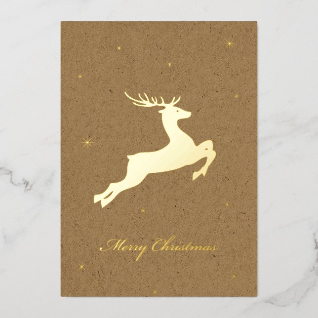 Tarjeta Festiva Con Relieve Metalizado Foil Deer Christmas Card (Anverso)
