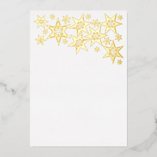 Tarjeta Festiva Con Relieve Metalizado Foil Holiday Card with Stars