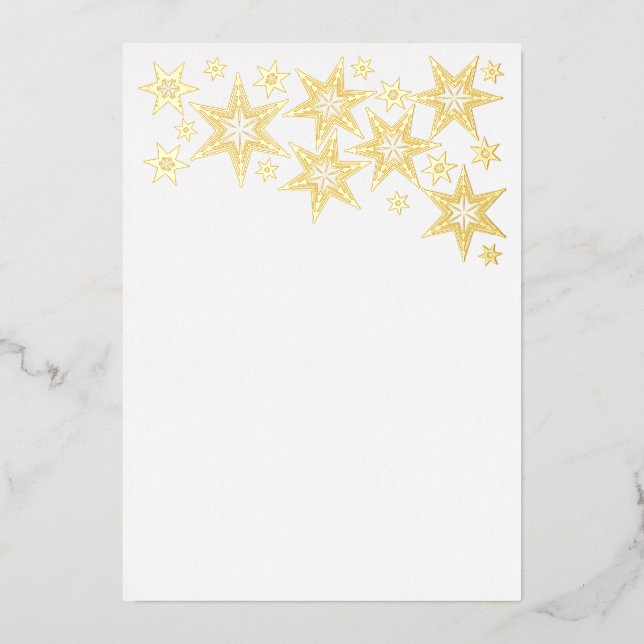 Tarjeta Festiva Con Relieve Metalizado Foil Holiday Card with Stars (Anverso)