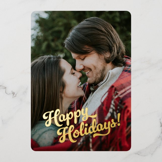 Tarjeta Festiva Con Relieve Metalizado Foil Holiday Photo Card (Anverso)