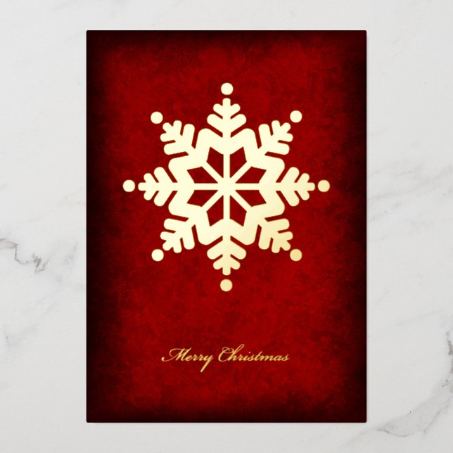 Tarjeta Festiva Con Relieve Metalizado Foil Snowflake Christmas Card (Anverso)