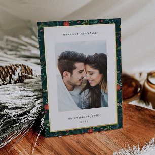 Tarjeta Festiva Con Relieve Metalizado Foliage alegre   Foto de Navidades