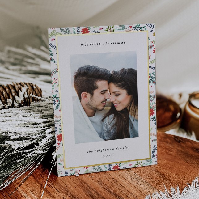 Tarjeta Festiva Con Relieve Metalizado Foliage alegre | Foto de Navidades (Subido por el creador)