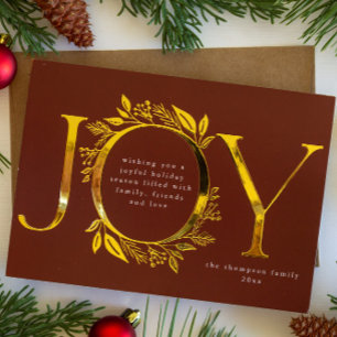 Tarjeta Festiva Con Relieve Metalizado Foliage de Relieve metalizado dorado de alegría, f