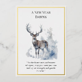 Tarjeta Festiva Con Relieve Metalizado Forest Animals Happy New Year Photo Card