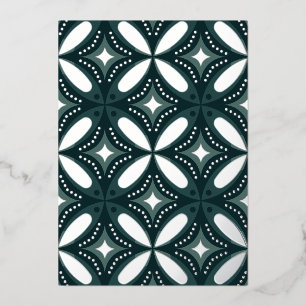 Tarjeta Festiva Con Relieve Metalizado formas verdes retro