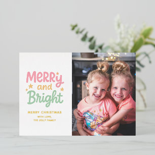 Tarjeta Festiva Con Relieve Metalizado Foto adorable colorida Navidad moderna