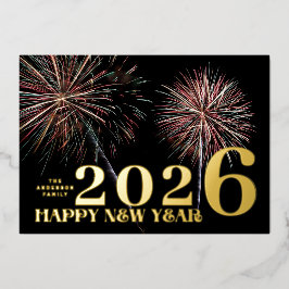Tarjeta Festiva Con Relieve Metalizado FOTO DE AÑO NUEVO 2023 DEL personalizado Fireworks